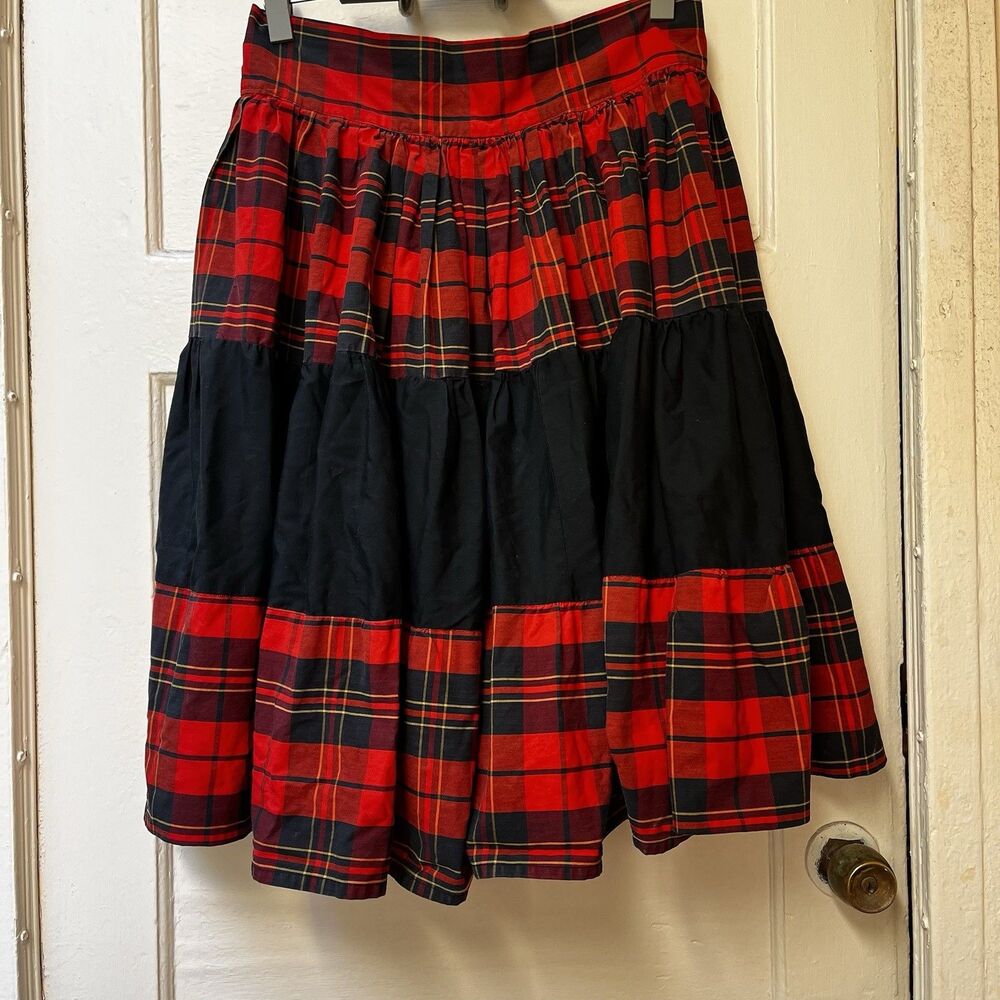 Upcycled Tartan Plaid Skirt S Lolita Aline Renaissance Goth Academic Preppy Punk